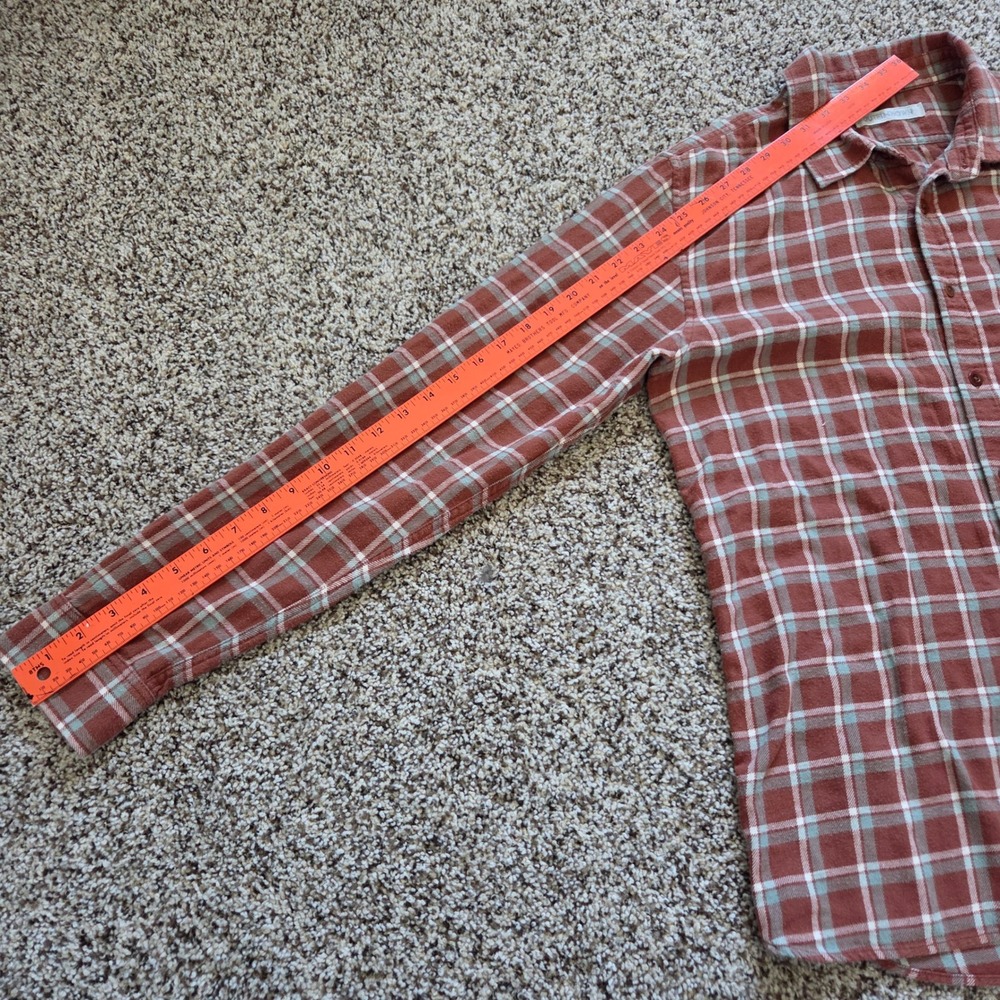 Outerknown Flannel Shirt Mens Large Brown Plaid Organic Cotton L/S - Picture 5 of 7